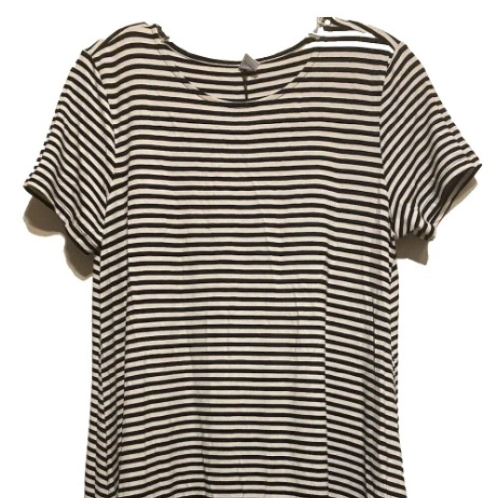 Old Navy Black and White Striped Midi Dress